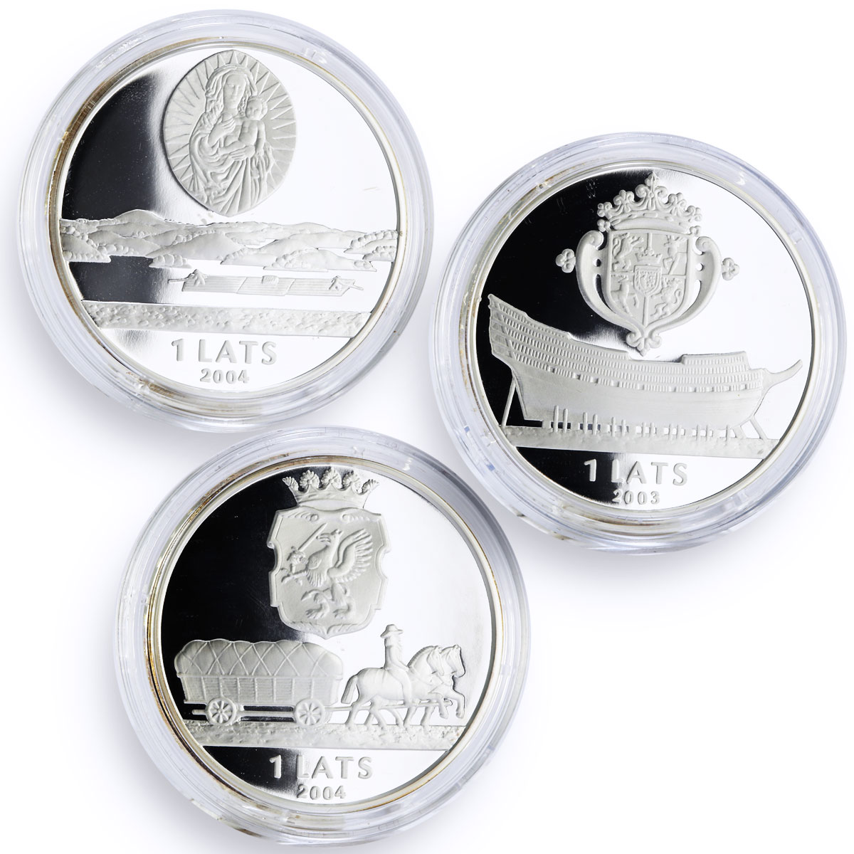 Latvia set of 3 coins Time and Values proof silver coins 2003 - 2004