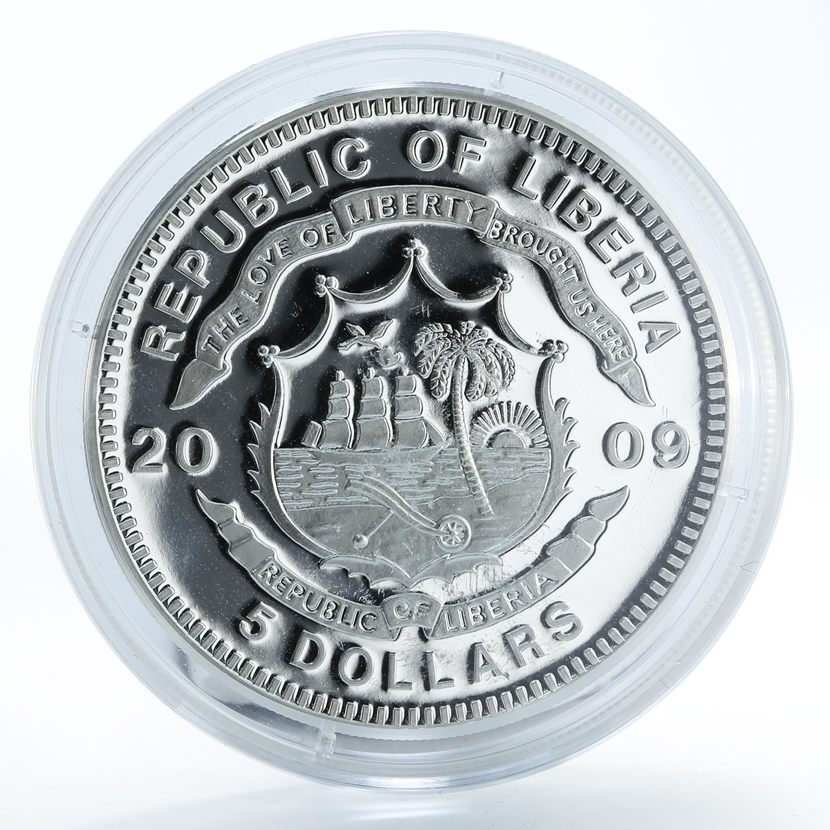 Liberia 5 dollars Apostle Paulus faith religoin silver gold-plated coin 2009