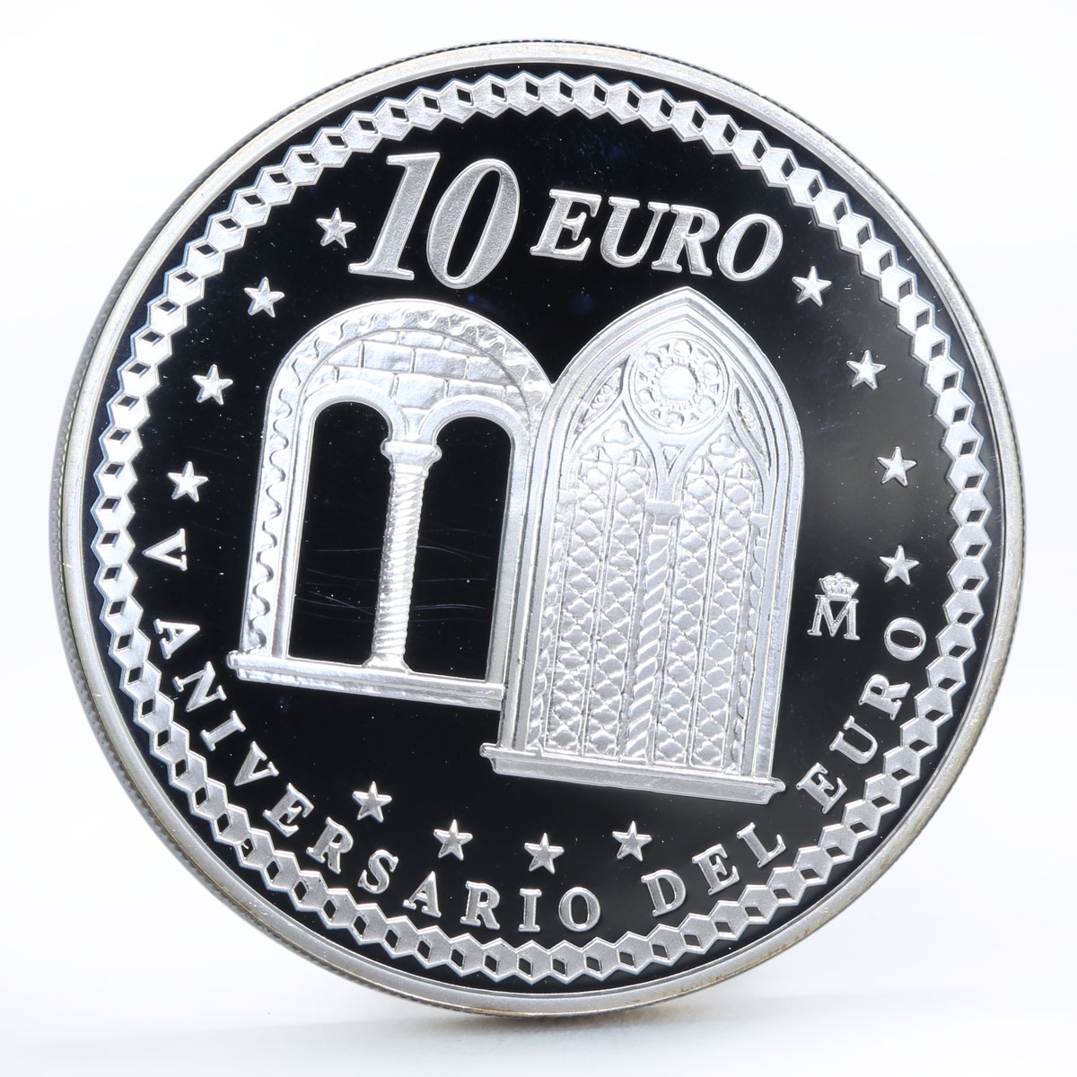 Spain 10 euro 5th Anniversary of the Euro proof silver coin 2007