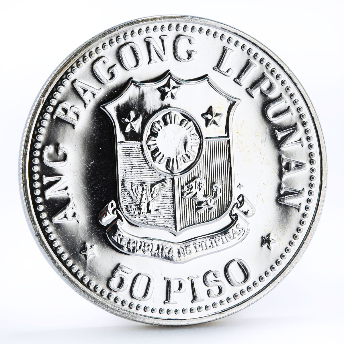 Philippines 50 pisos 100th Anniversary of Manuel Quezon BU silver coin 1978