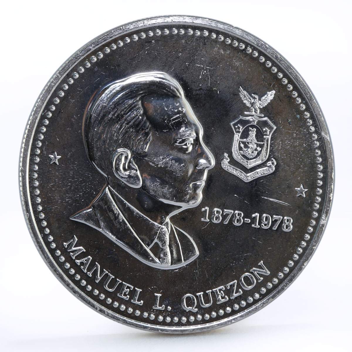 Philippines 50 pisos 100th Anniversary of Manuel Quezon BU silver coin 1978