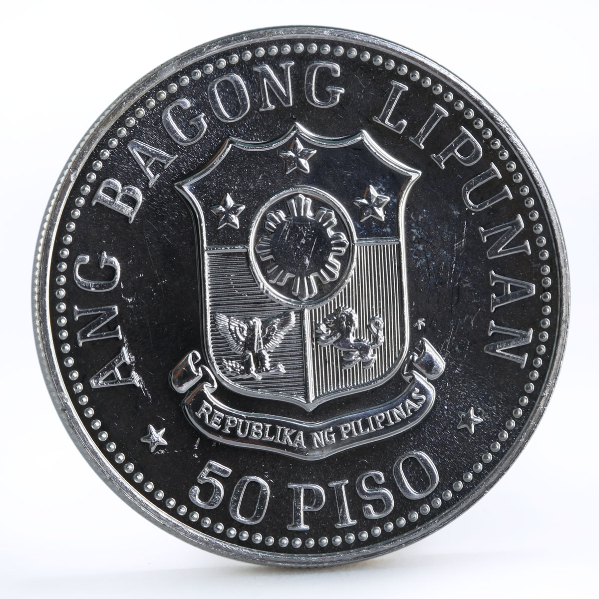 Philippines 50 pisos 100th Anniversary of Manuel Quezon BU silver coin 1978