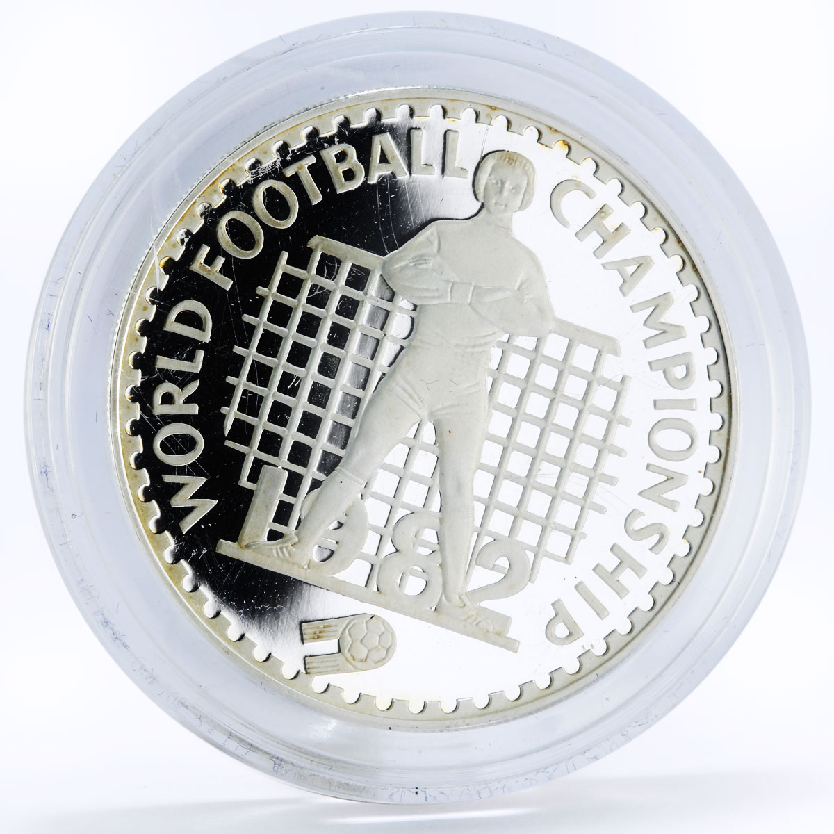 Lesotho 10 maloti Football World Cup in Spain proof silver coin 1982