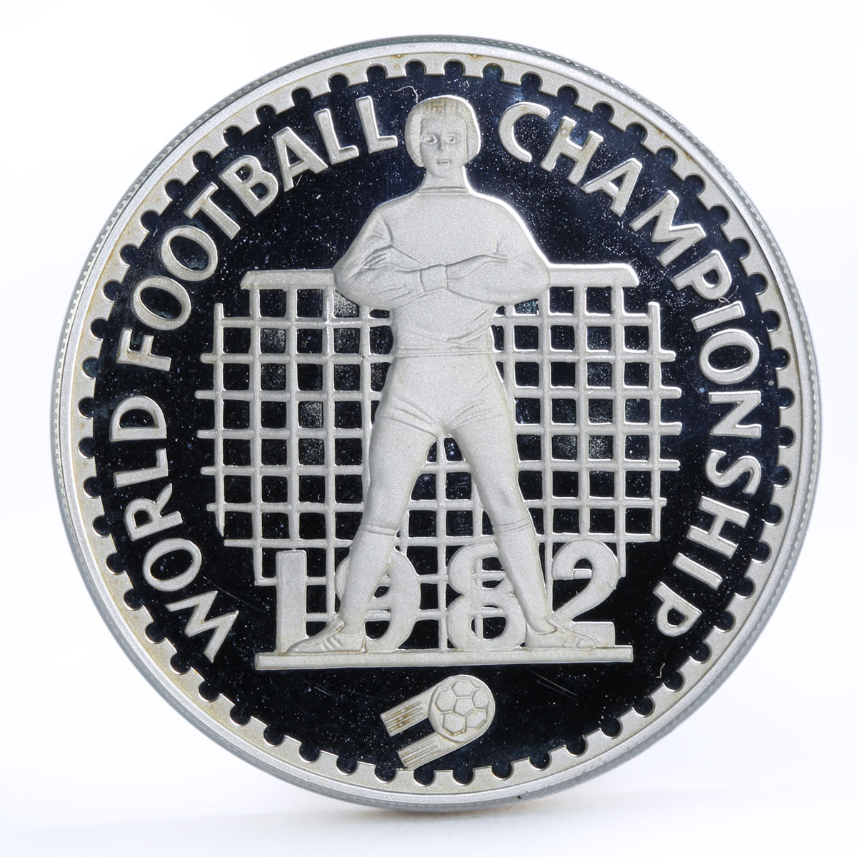 Lesotho 10 maloti Football World Cup in Spain proof silver coin 1982