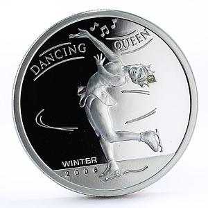 Mongolia 500 togrog Turin Olympic Games series Dancing Queen silver coin 2006