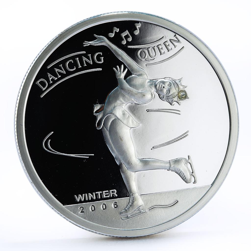 Mongolia 500 togrog Turin Olympic Games series Dancing Queen silver coin 2006