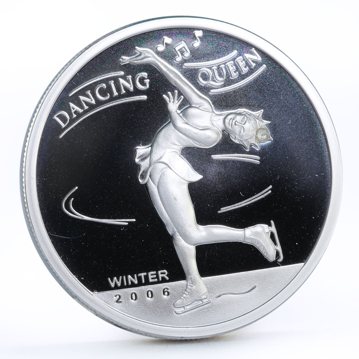 Mongolia 500 togrog Turin Olympic Games series Dancing Queen silver coin 2006
