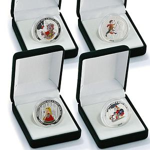 Liberia set of 6 coins Christmas and New Year santa silver 1/2 oz coin 2010