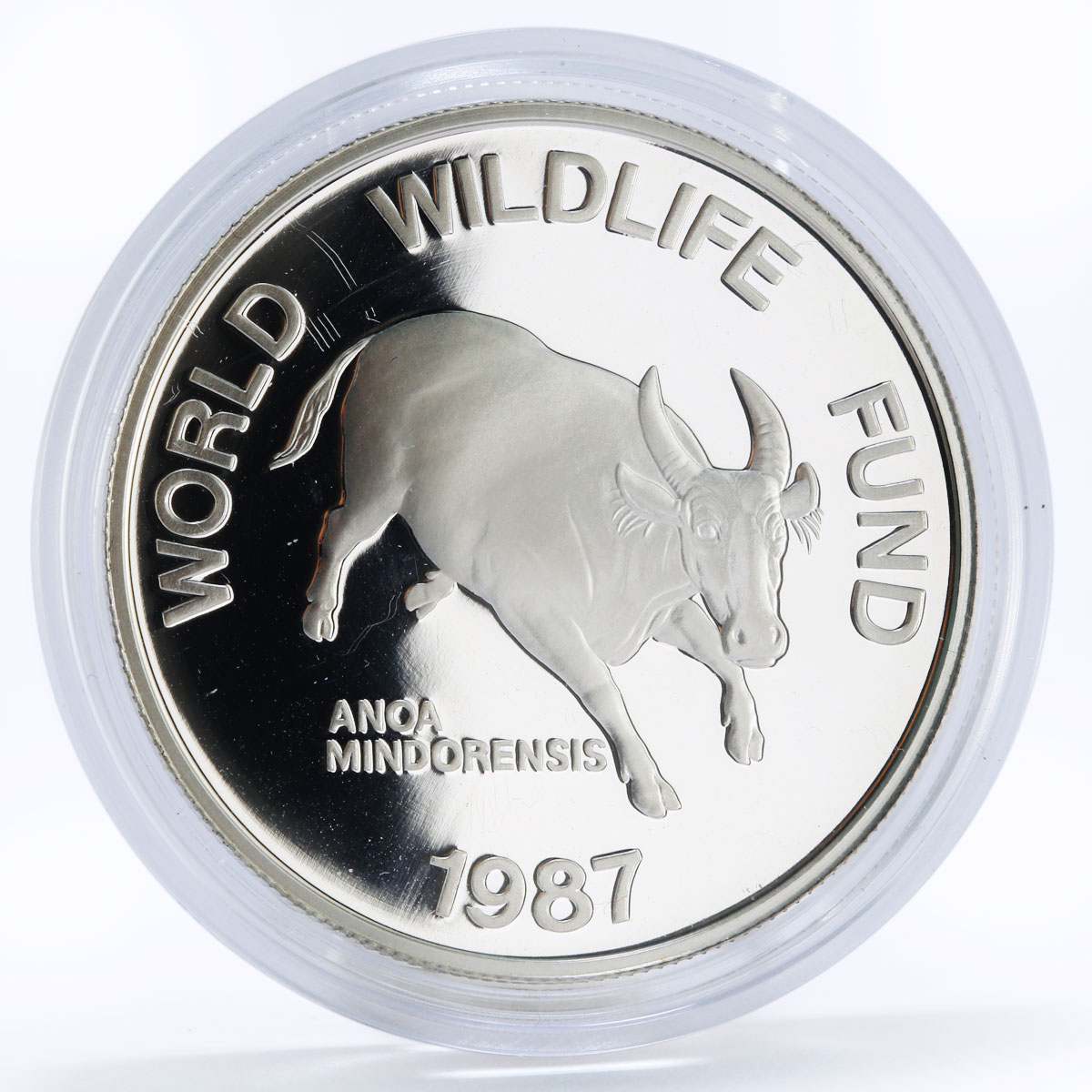 Philippines 200 piso WWF series Mindoro Buffalo proof silver coin 1987