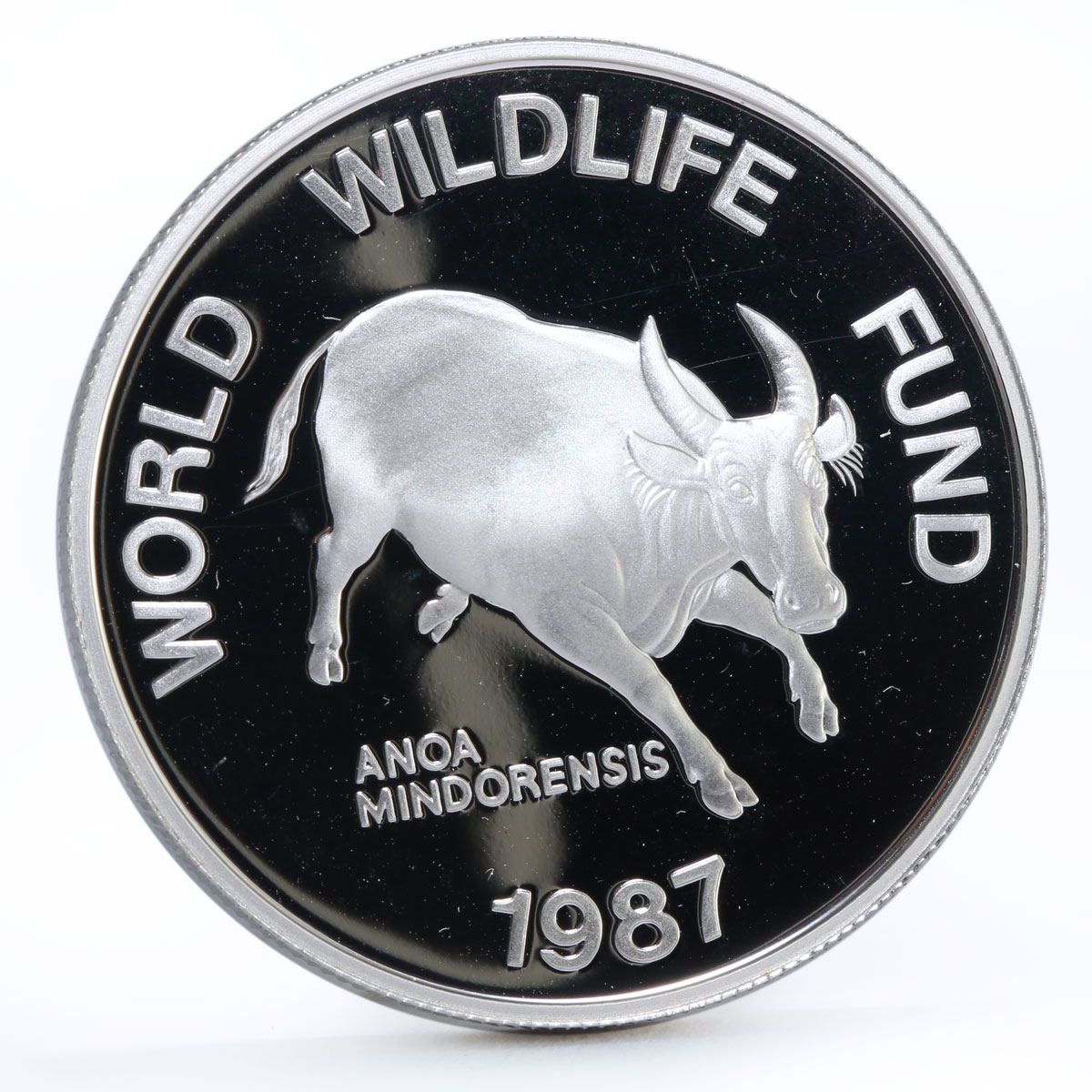 Philippines 200 piso WWF series Mindoro Buffalo proof silver coin 1987