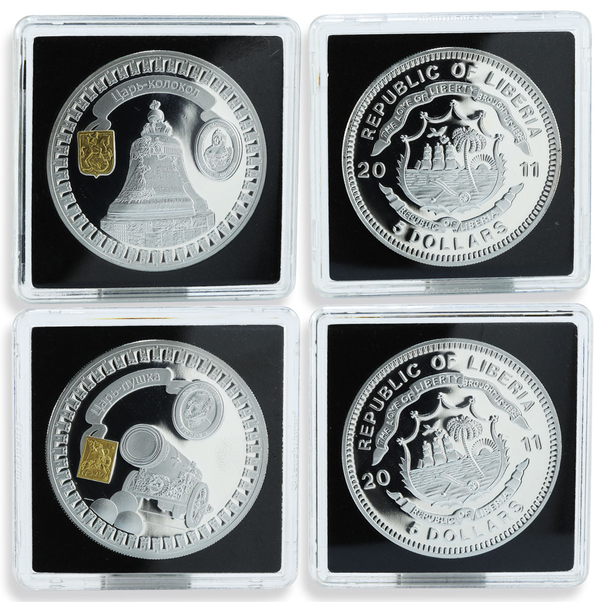 Liberia set of 6 coins Kremlin Series silver gilded proof coin 2011