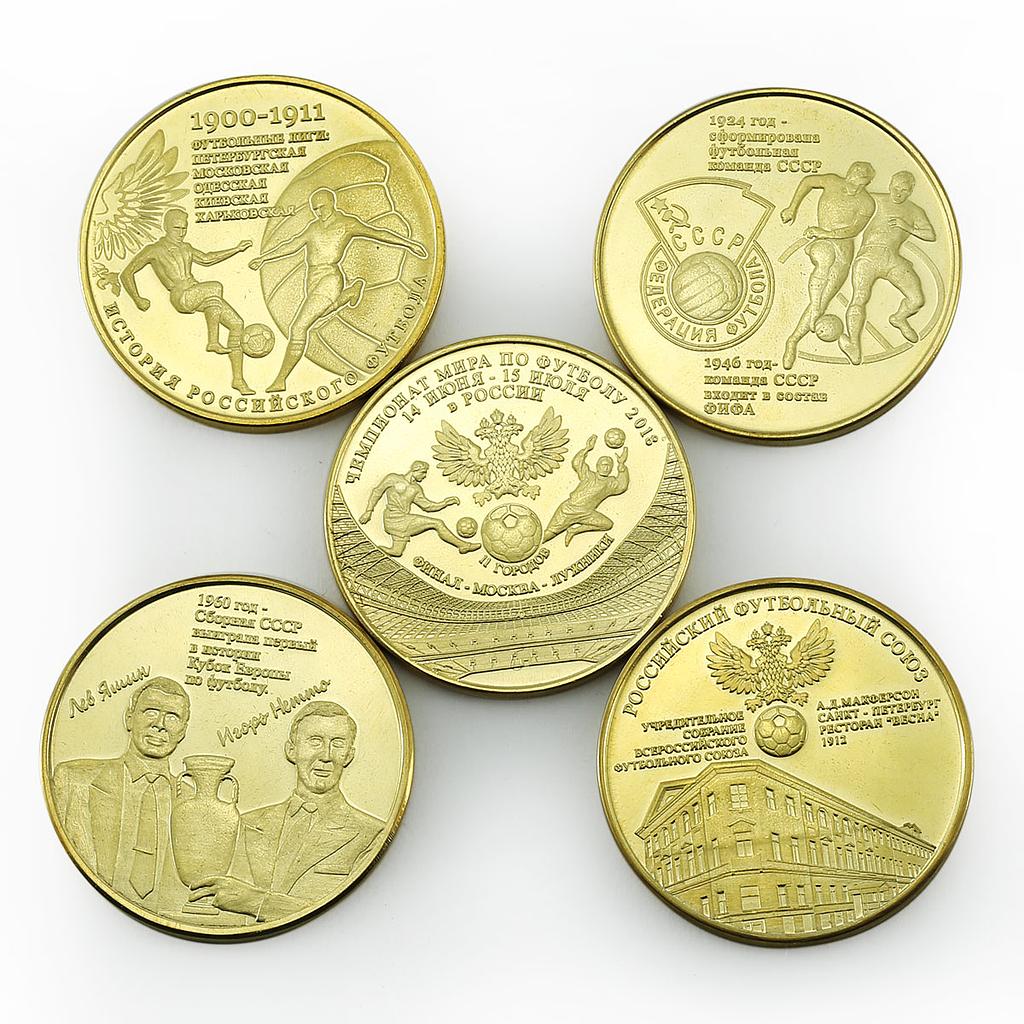 Liberty Island set of 5 coins 10 pesos Russian Football FIFA Soccer Sport 2017