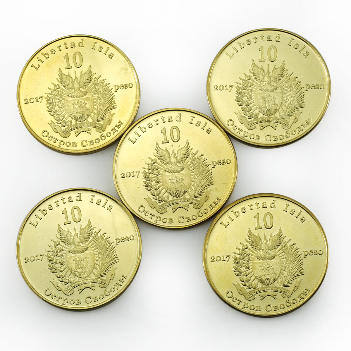 Liberty Island 10 pesos Russian football FIFA soccer sport set of 5 coins 2017