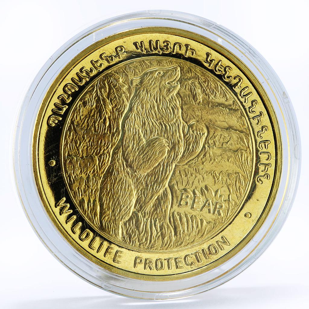 Nagorno-Karabakh 1000 dram Endangered Wildlife Bear gilded silver coin 2004