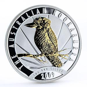 Australia 1 dollar kookaburra Bird Fauna gilded silver coin 2009