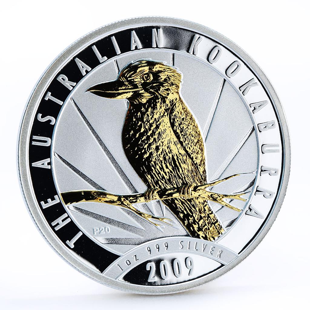 Australia 1 dollar kookaburra Bird Fauna gilded silver coin 2009