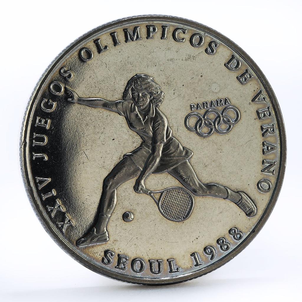 Panama 1 balboa Seoul Olympic Games series Tennis CuNi coin 1988