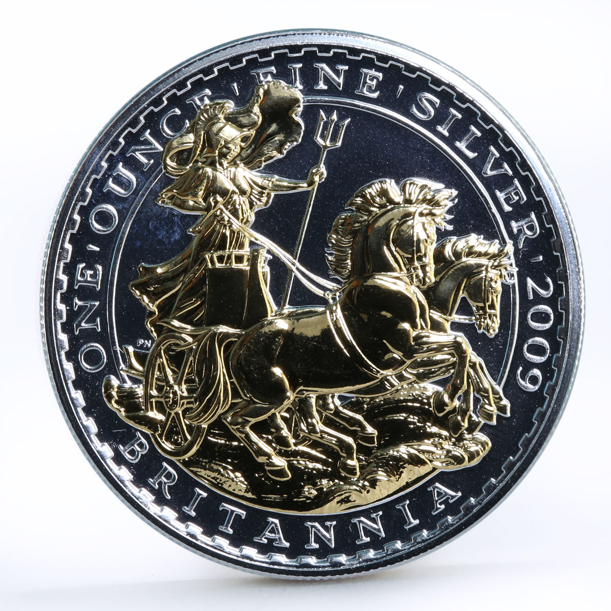 Britain 2 pounds Iconic Britannia Driving Horse Chariot gilded silver coin 2009