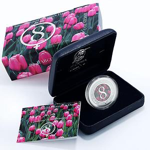 Cook Islands 2 dollars The International Women Day Flowers silver coin 2007