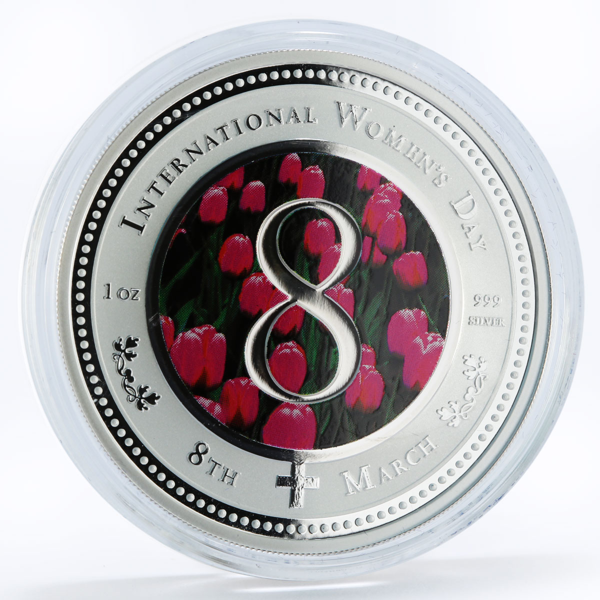 Cook Islands 2 dollars The International Women Day Flowers silver coin 2007
