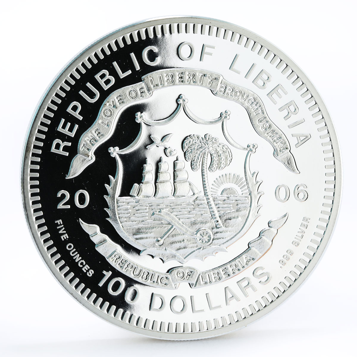 Liberia 100 dollars 80th Anniversary of Model Marilyn Monroe silver coin 2006