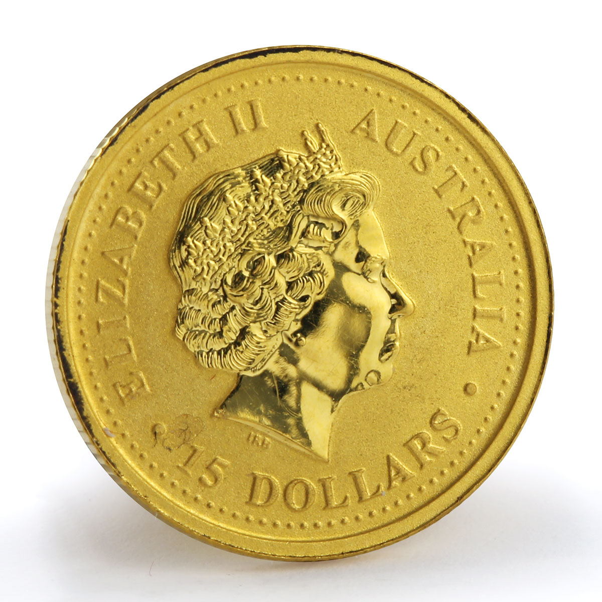 Australia 15 dollars Lunar calendar Year of Dog colored gold coin 1/10 oz 2006