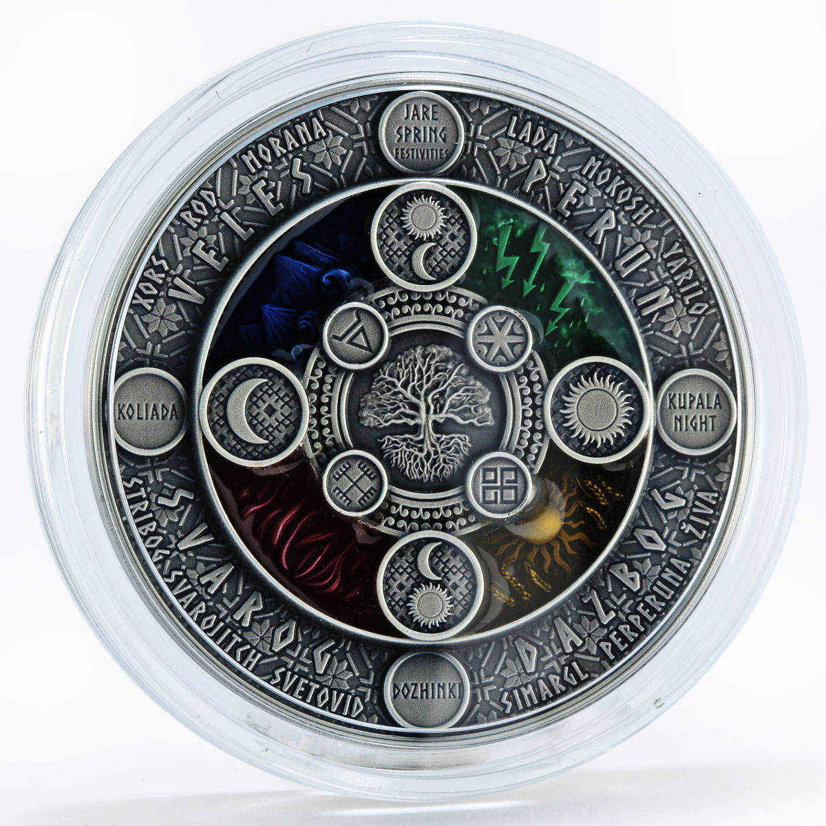 Niue 2 dollars Slavic Calendar Nature Sun Moon Elements Gods silver coin 2020