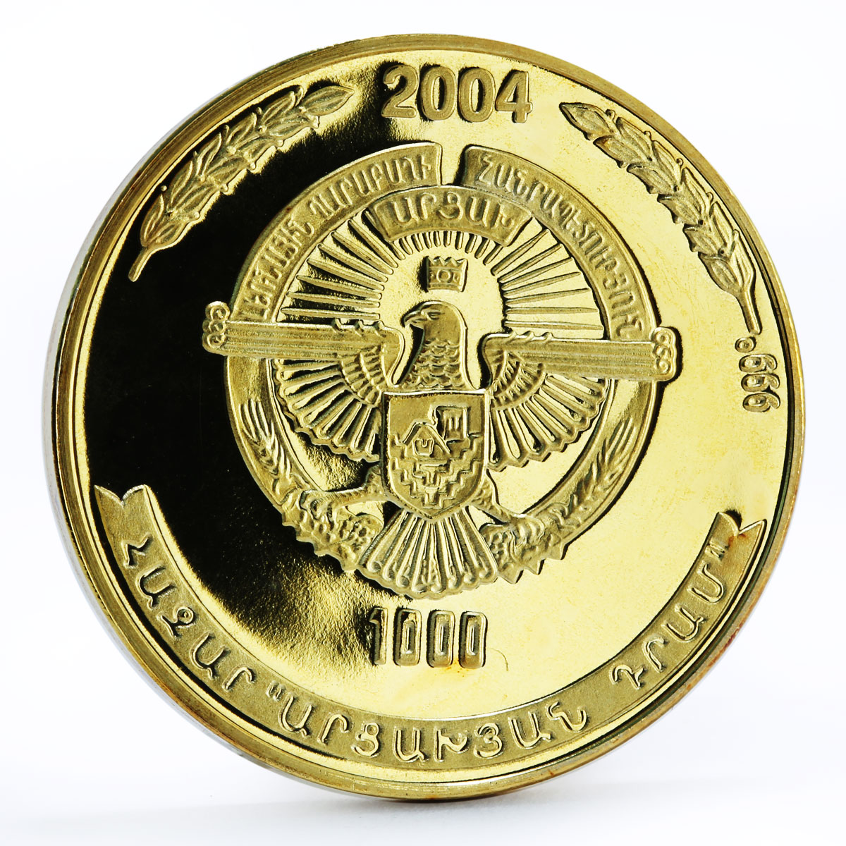Nagorno-Karabakh 1000 dram Endangered Wildlife Eagle gilded silver coin 2004