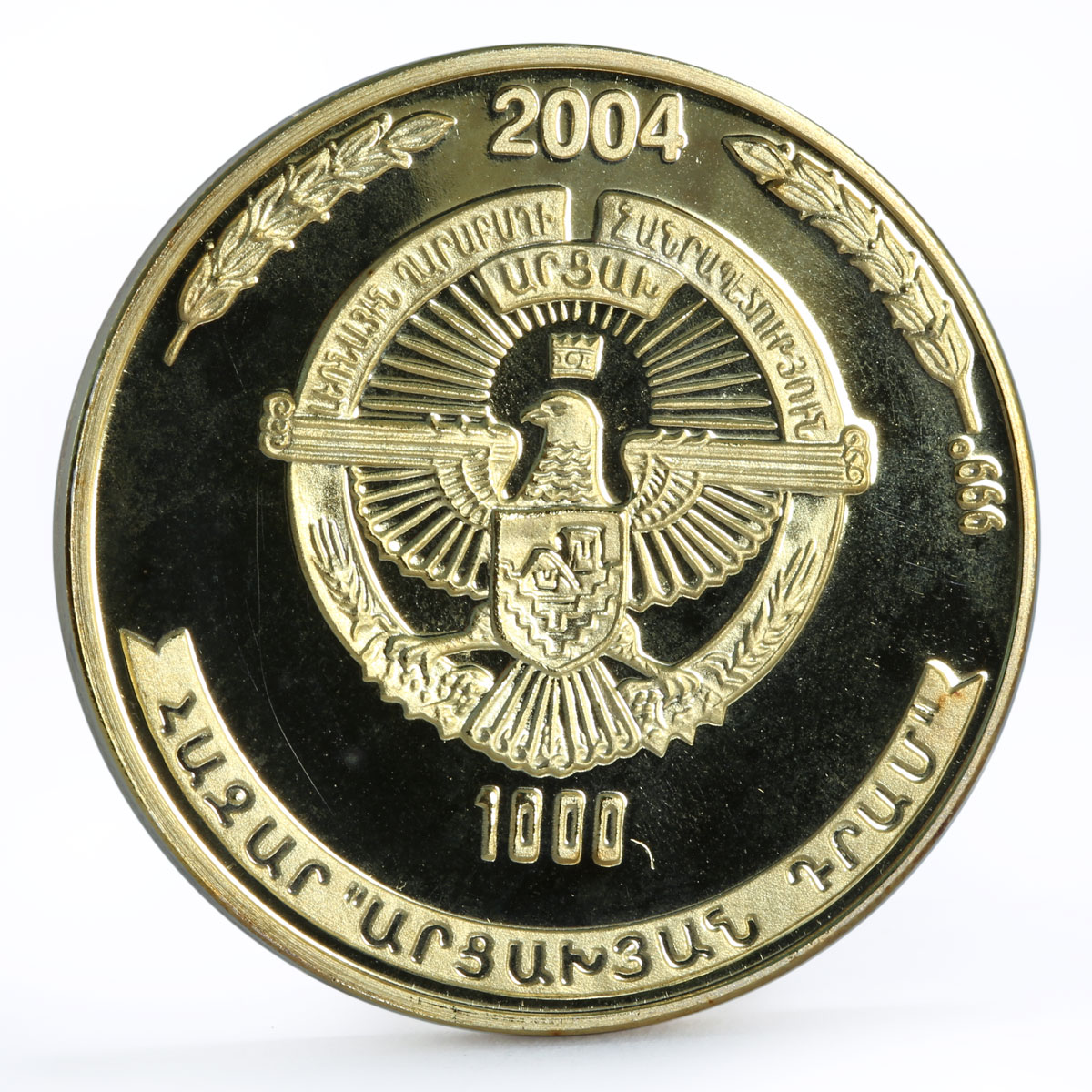 Nagorno-Karabakh 1000 dram Endangered Wildlife Eagle gilded silver coin 2004