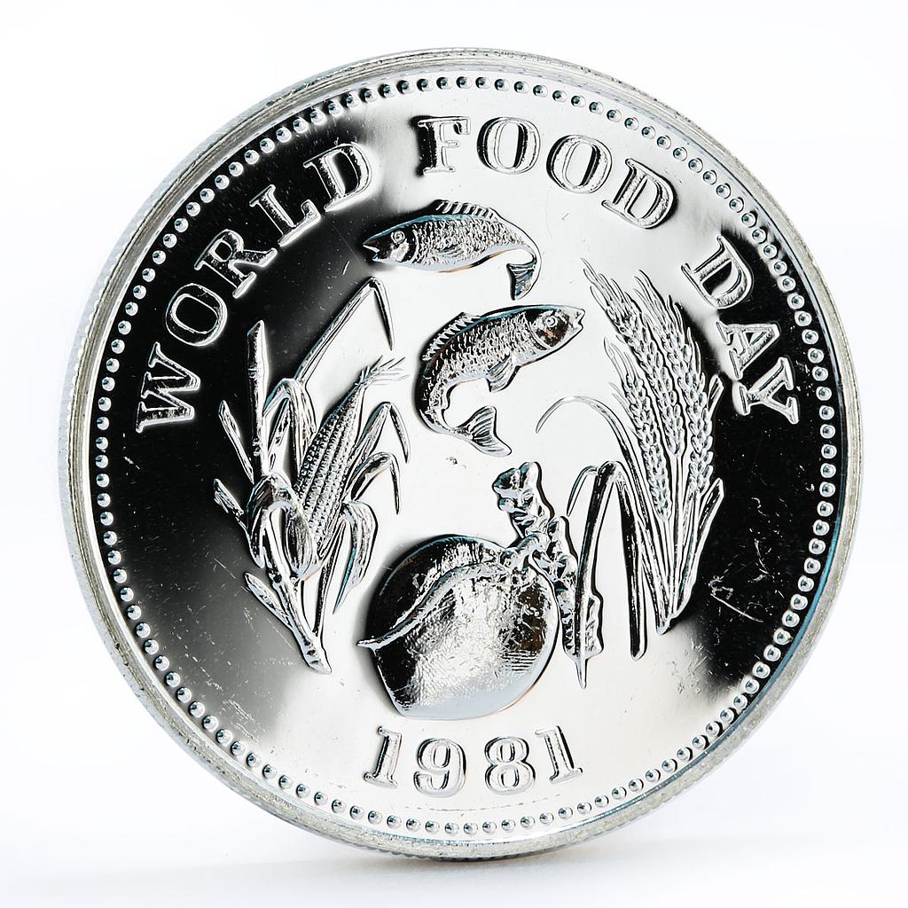 Philippines 25 piso World Food Day Fish Fruit Crops silver coin 1981