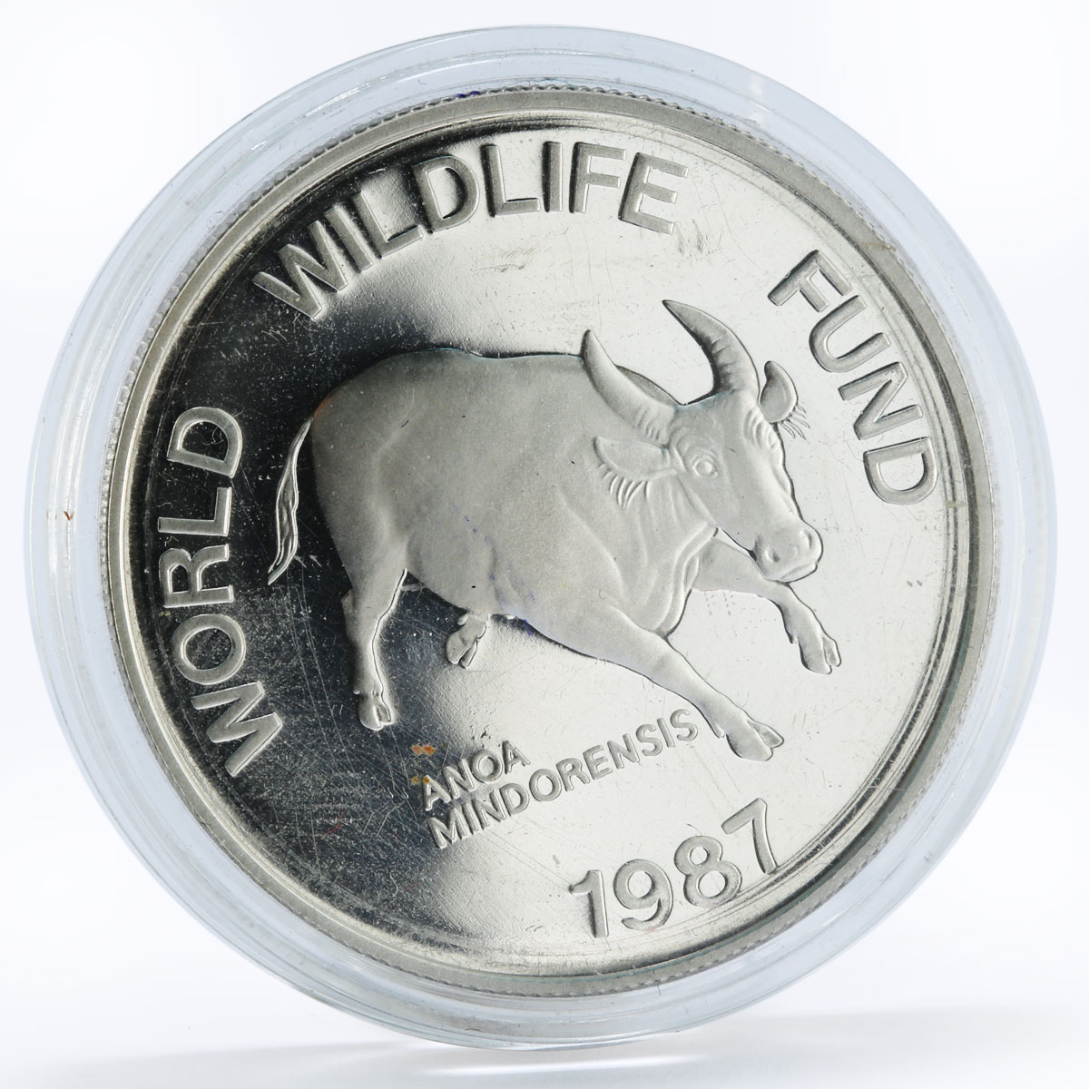 Philippines 200 piso WWF series Mindoro Buffalo proof silver coin 1987