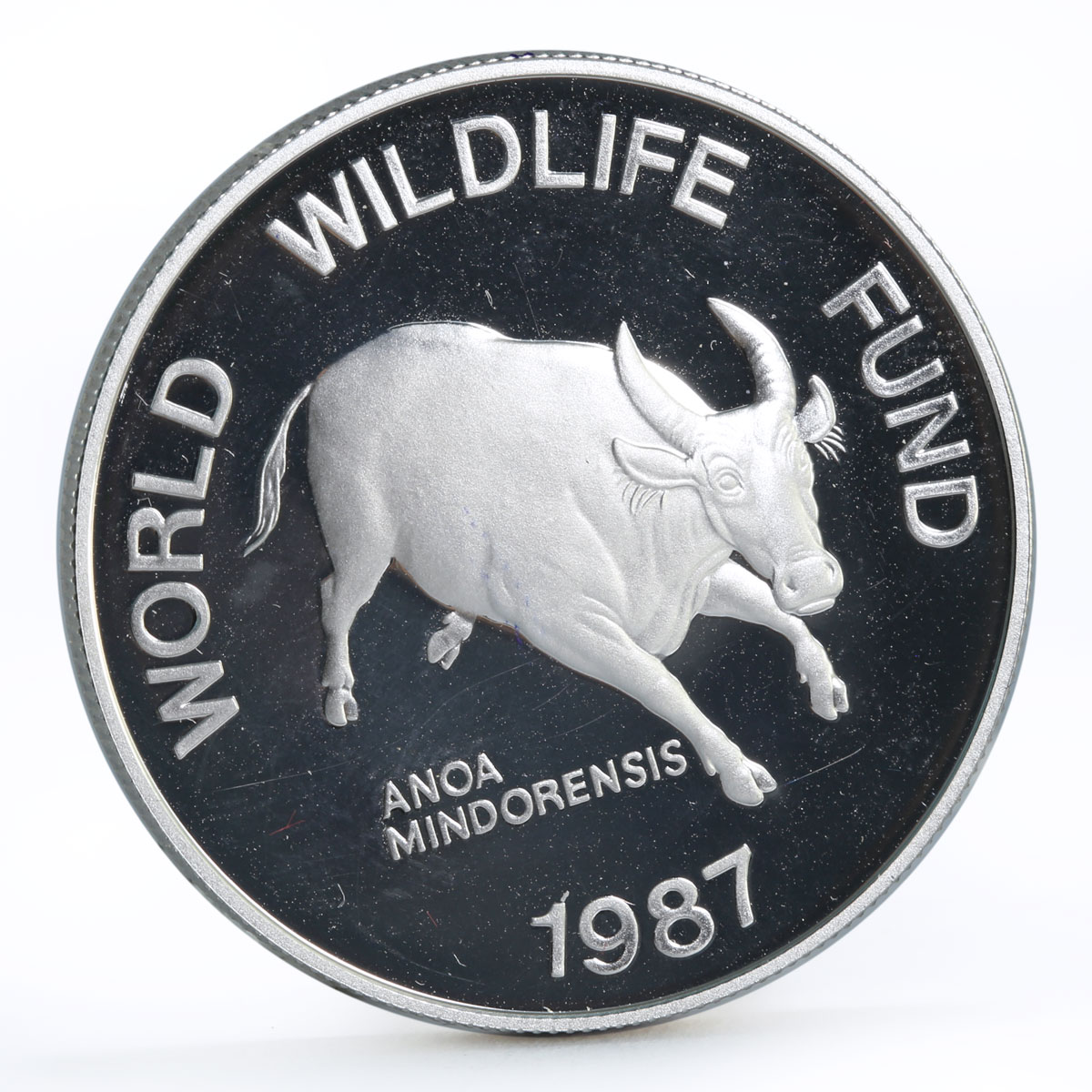 Philippines 200 piso WWF series Mindoro Buffalo proof silver coin 1987