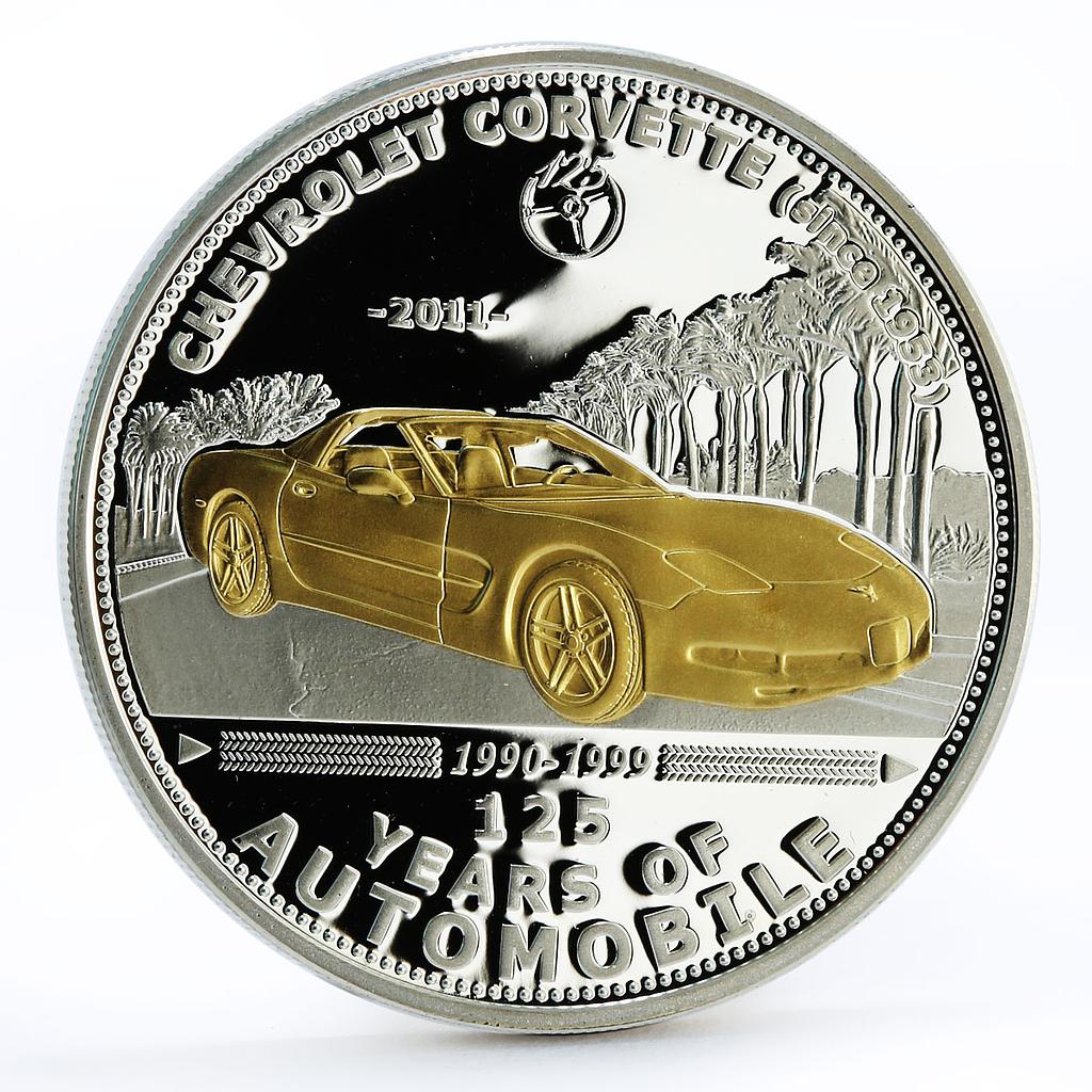 Palau 5 dollars 125 Years of Automobile Chevrolet Corvette silver coin 2011