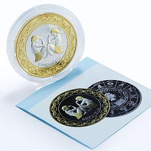 Tokelau 5 dollars Zodiac Signs series Gemini gilded silver coin 2012