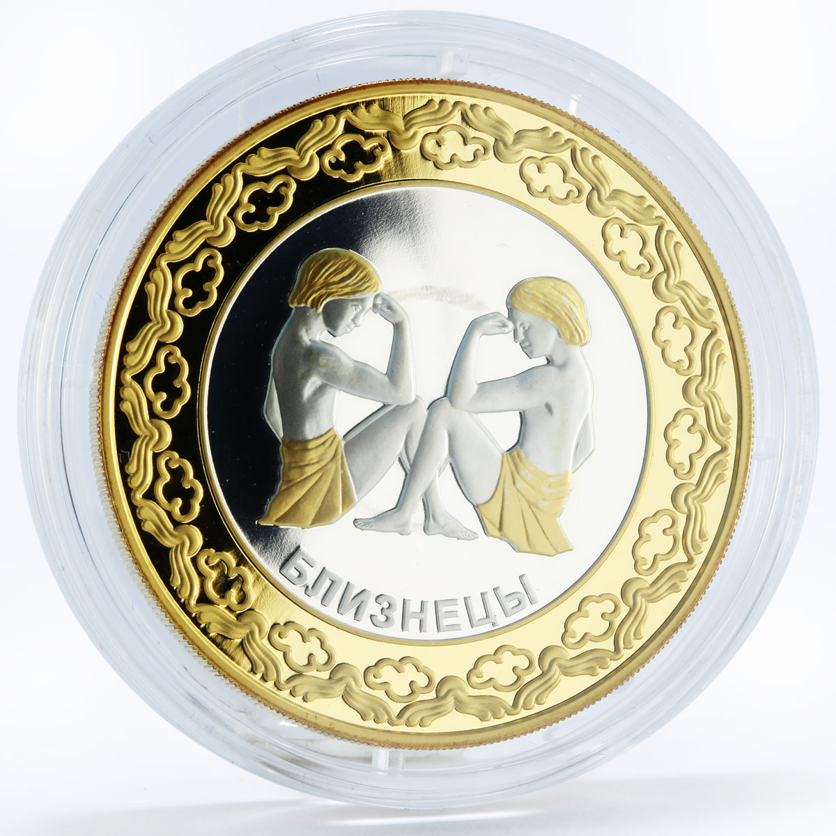 Tokelau 5 dollars Zodiac Signs series Gemini gilded silver coin 2012