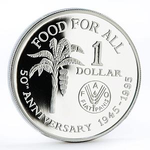 Trinidad and Tobago 1 dollar 50th Anniversary of FAO Banana silver coin 1995