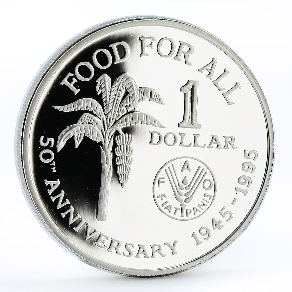 Trinidad and Tobago 1 dollar 50th Anniversary of FAO Banana silver coin 1995