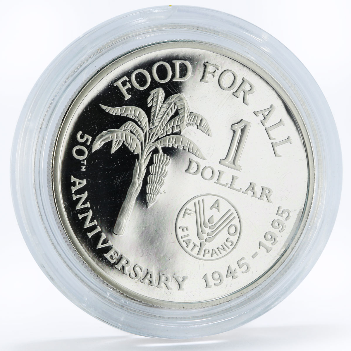 Trinidad and Tobago 1 dollar 50th Anniversary of FAO Banana silver coin 1995