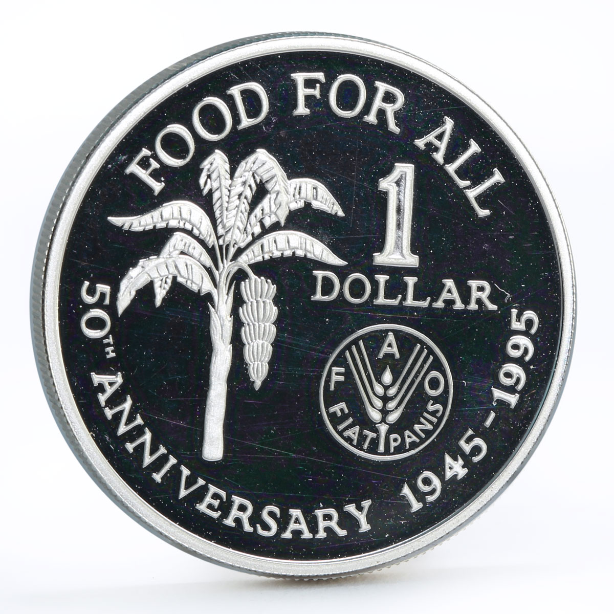 Trinidad and Tobago 1 dollar 50th Anniversary of FAO Banana silver coin 1995