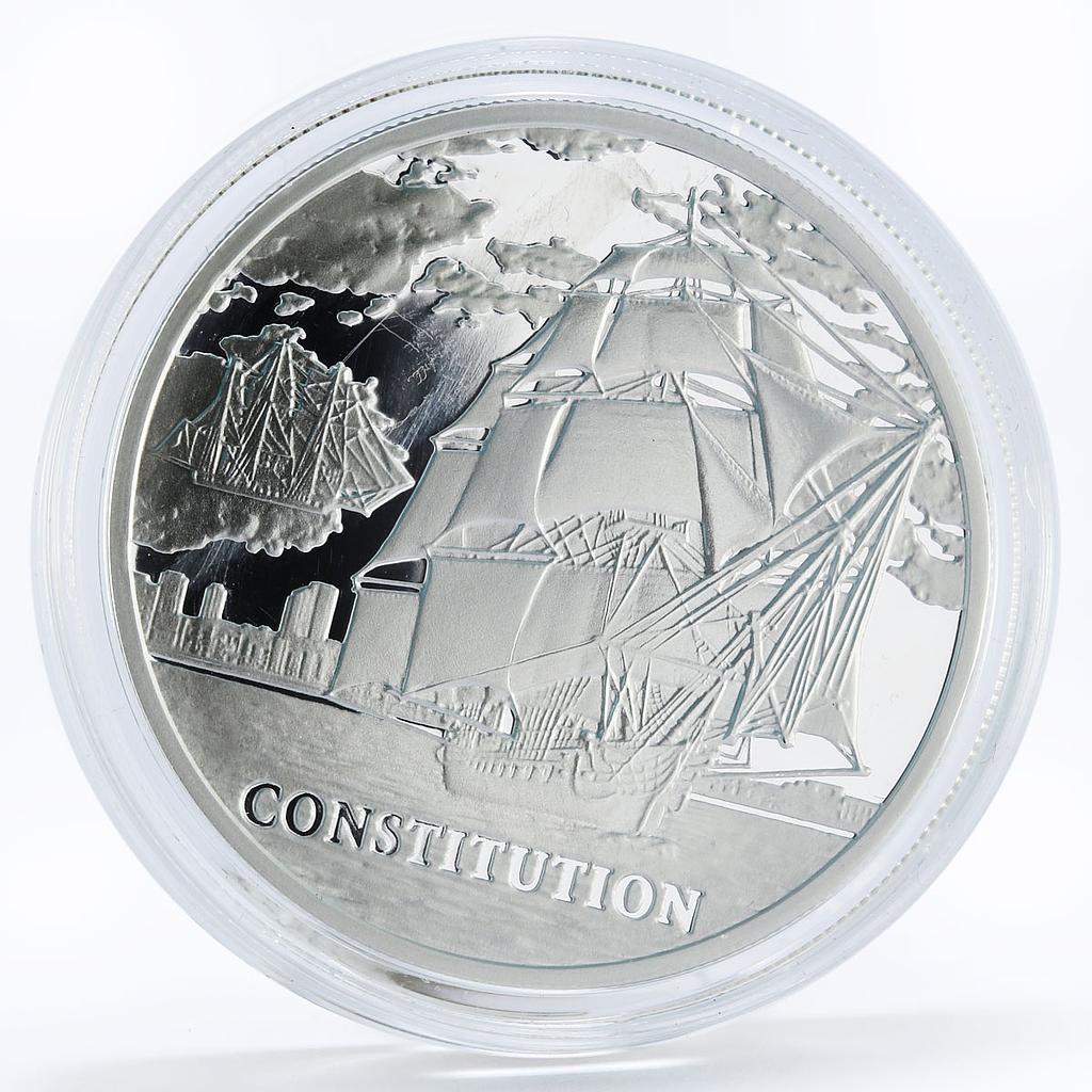 Belarus 20 roubles USS Constitution Sailing Ships hologram silver coin 2010