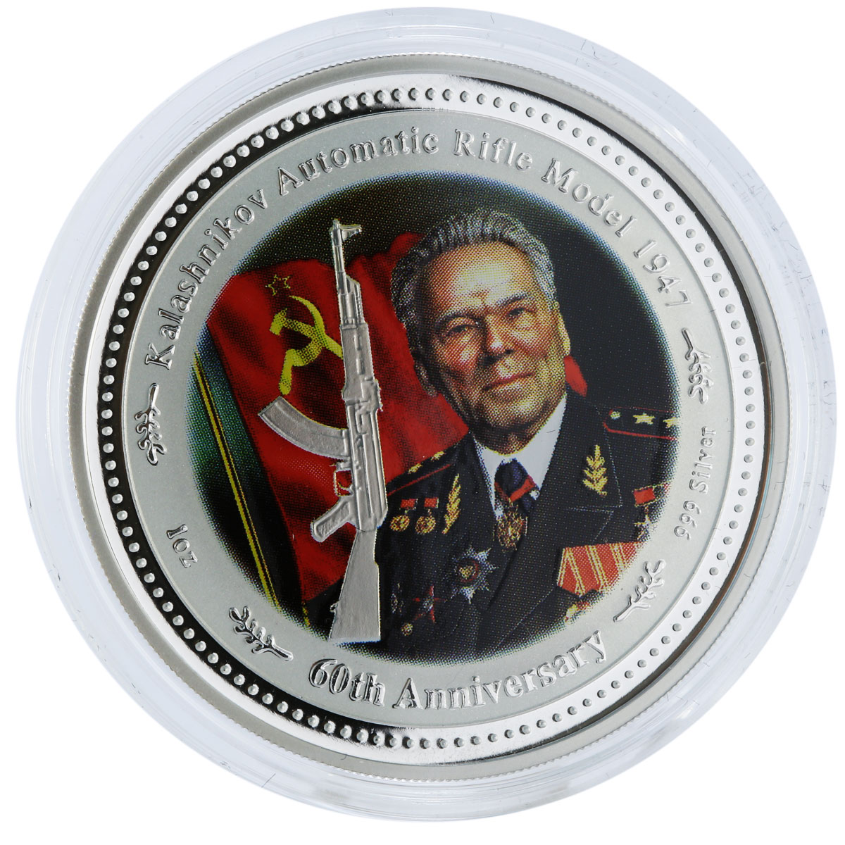 Cook Islands set of 2 coins 60 Years to Kalashnikov Rifle AK-47 silver coin 2007