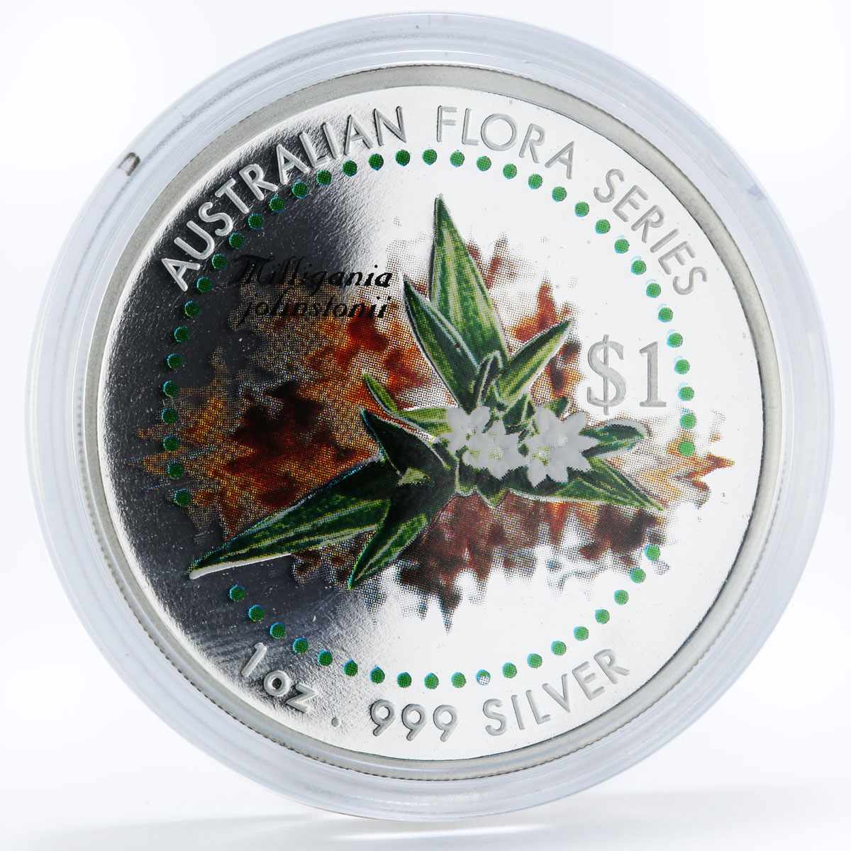 Cook Islands set of 5 coins Australian Flora Plants colored silver coins 1999