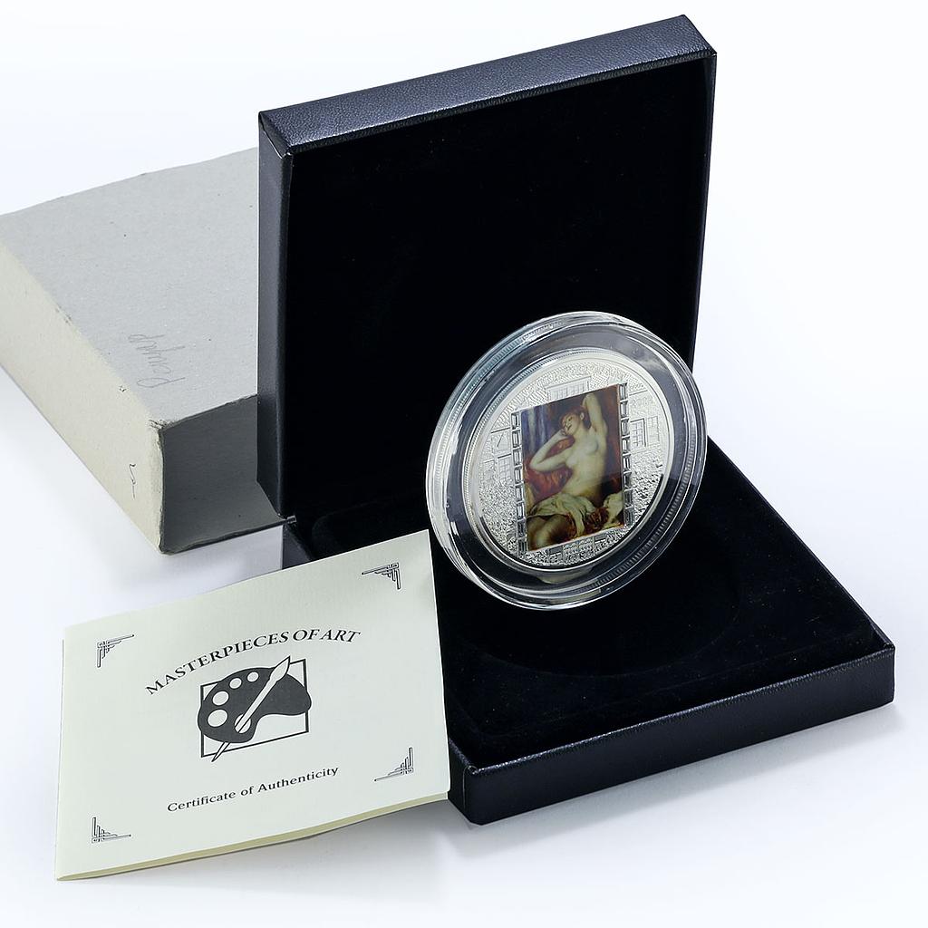 Cook Islands 20 dollars Renoir Art The Sleeping Bather colored silver coin 2012