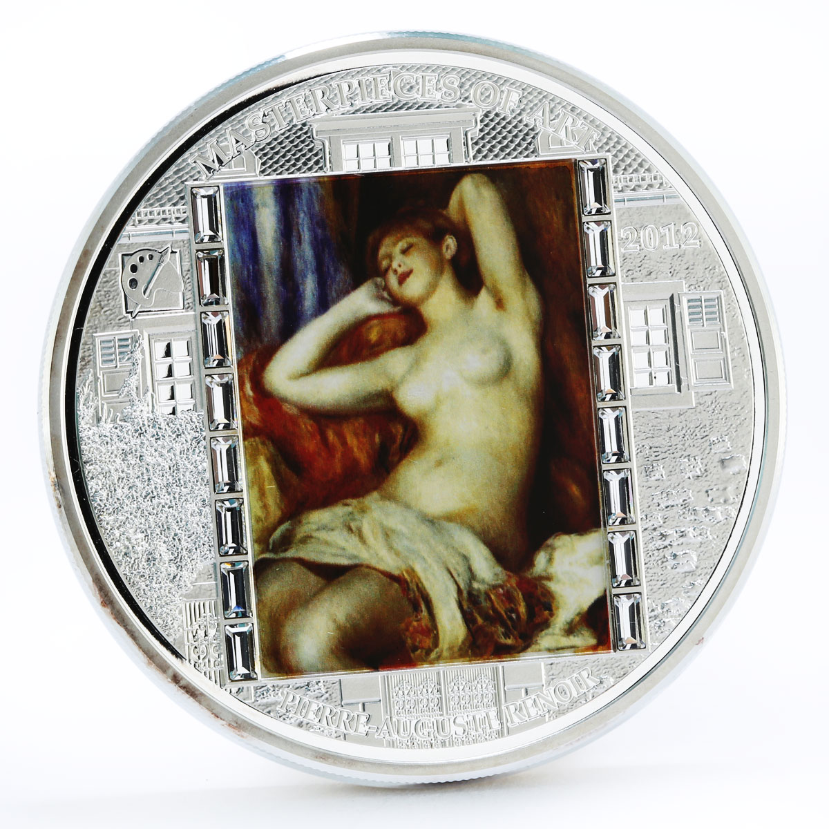 Cook Islands 20 dollars Renoir Art The Sleeping Bather colored silver coin 2012