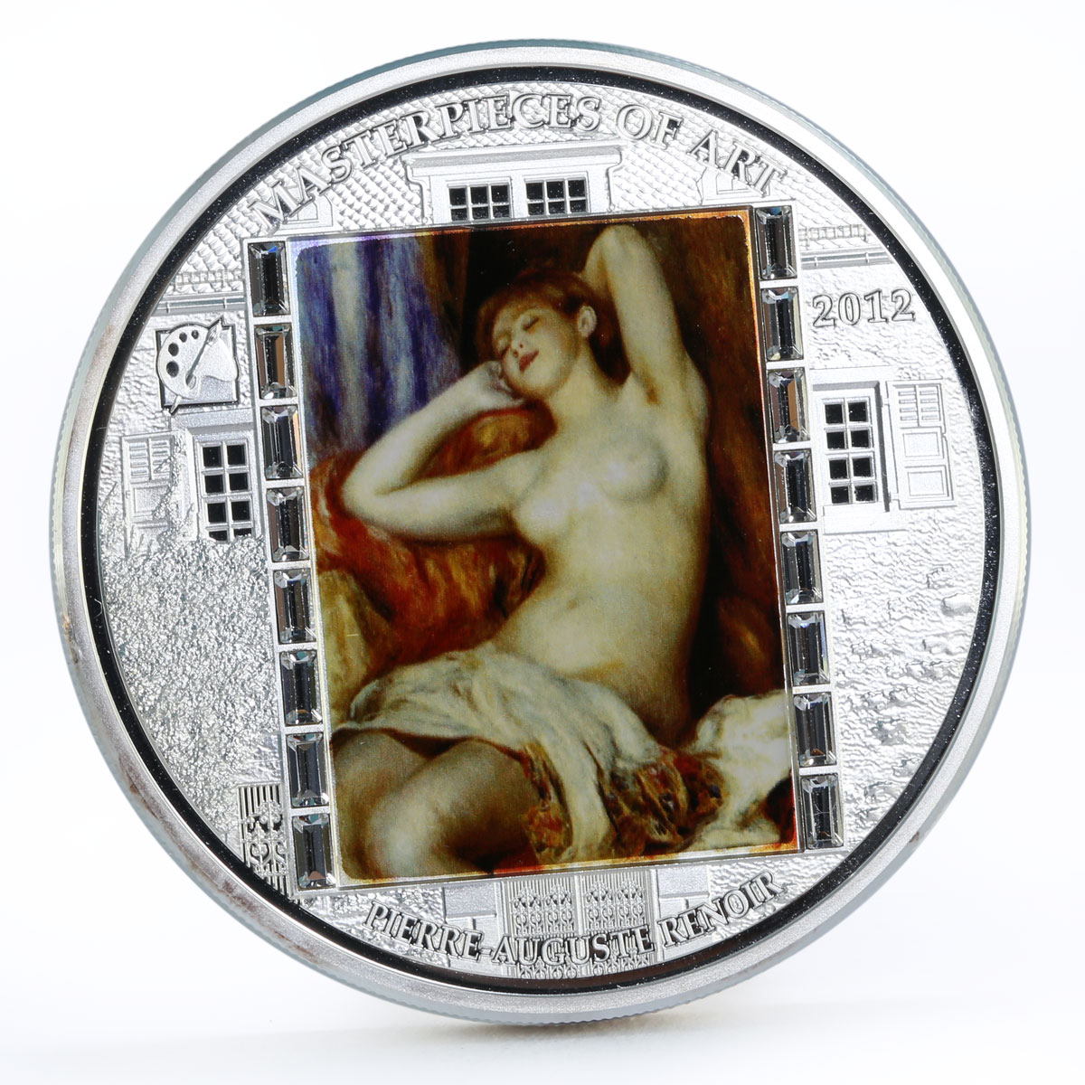 Cook Islands 20 dollars Renoir Art The Sleeping Bather colored silver coin 2012