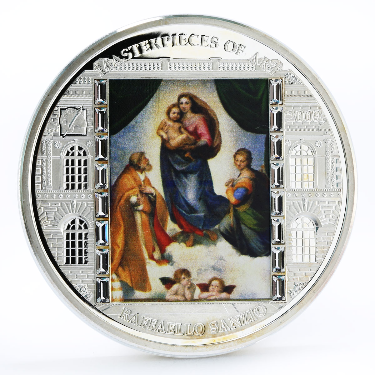 Cook Islands 20 dollars Raphael Art The Sistine Madonna colored silver coin 2009