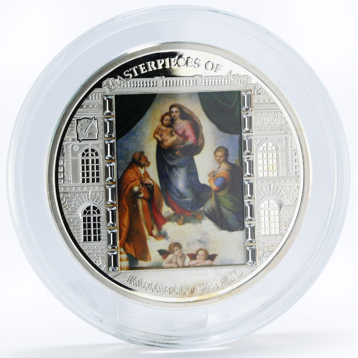 Cook Islands 20 dollars Raphael Art The Sistine Madonna colored silver coin 2009