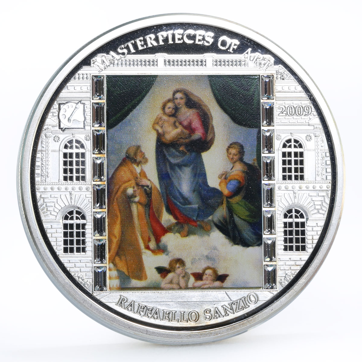 Cook Islands 20 dollars Raphael Art The Sistine Madonna colored silver coin 2009