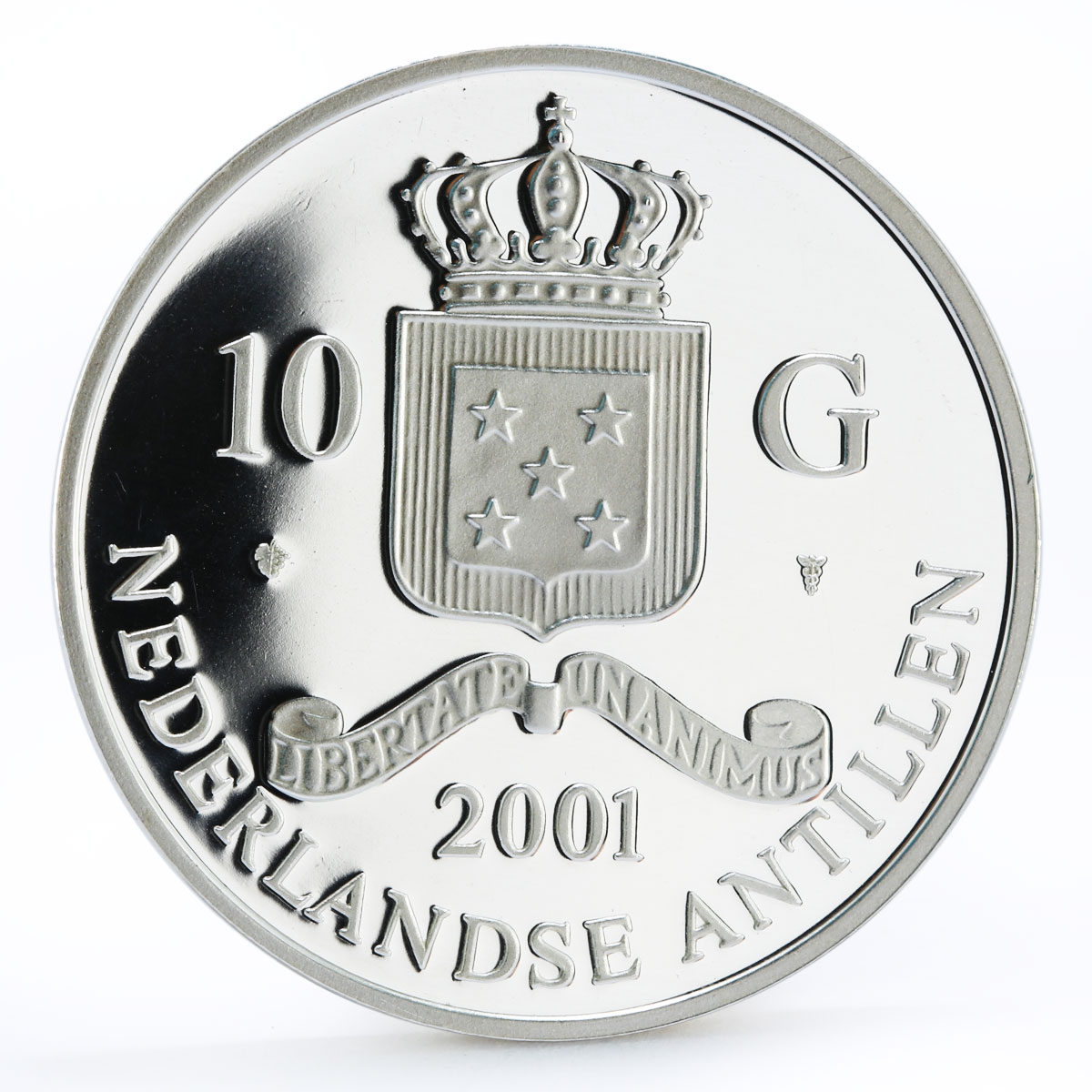 Netherlands Antilles 10 gulden Albert I gilded proof silver coin 2001