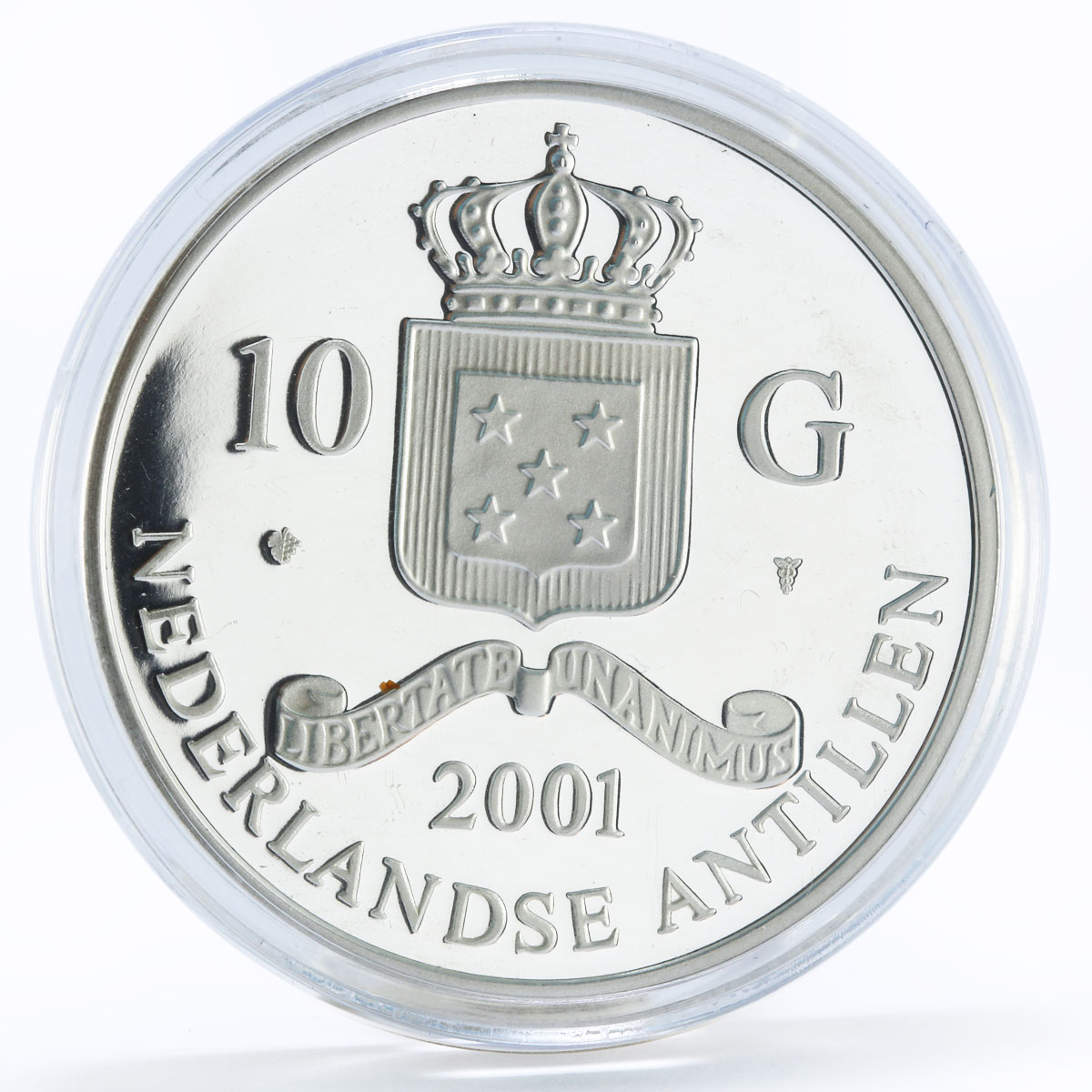 Netherlands Antilles 10 gulden Albert I gilded proof silver coin 2001